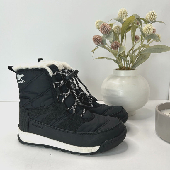 Sorel Youth Whitney II Short Lace Waterproof Boot Black NY3902-010 Kid US 1 - Picture 1 of 9